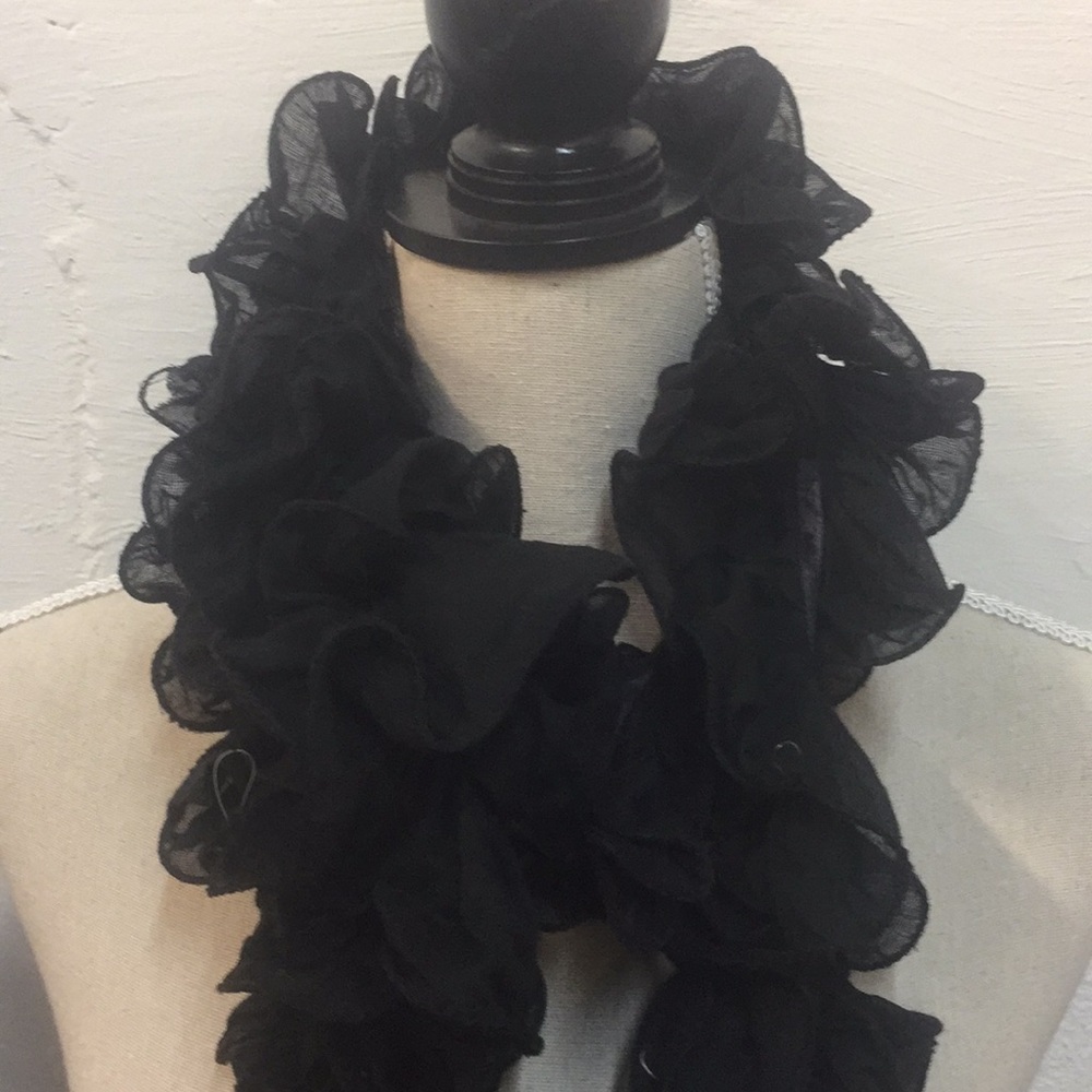 3/$30 Boho Chic Black Ruffle Scarf